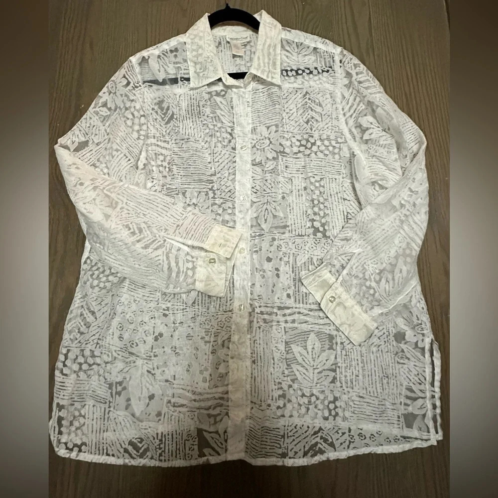See-through button down blouse/shirt - Picture 3 of 10